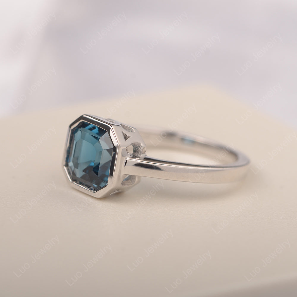 Asscher Cut London Blue Topaz Engagement Rings - LUO Jewelry