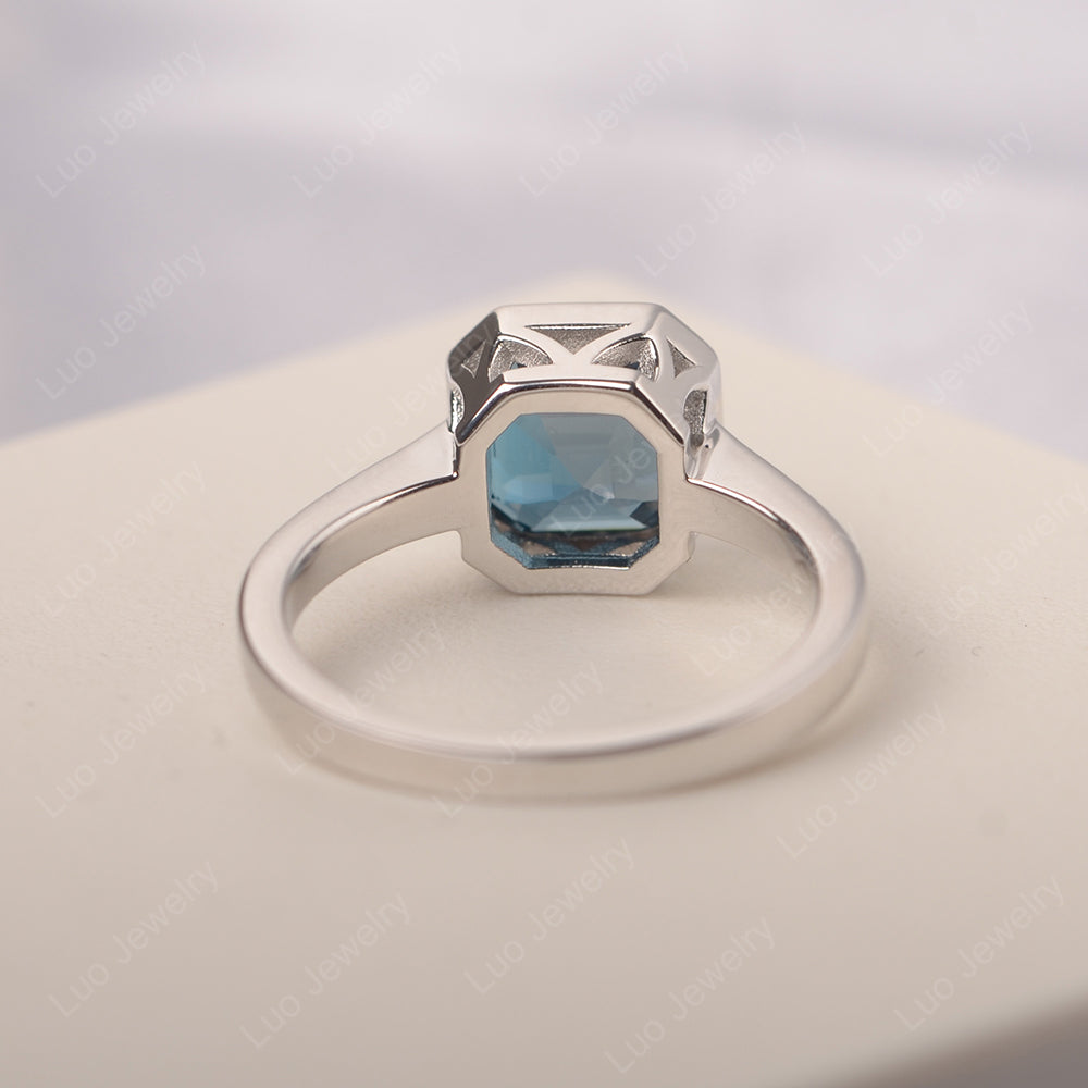 Asscher Cut London Blue Topaz Engagement Rings - LUO Jewelry