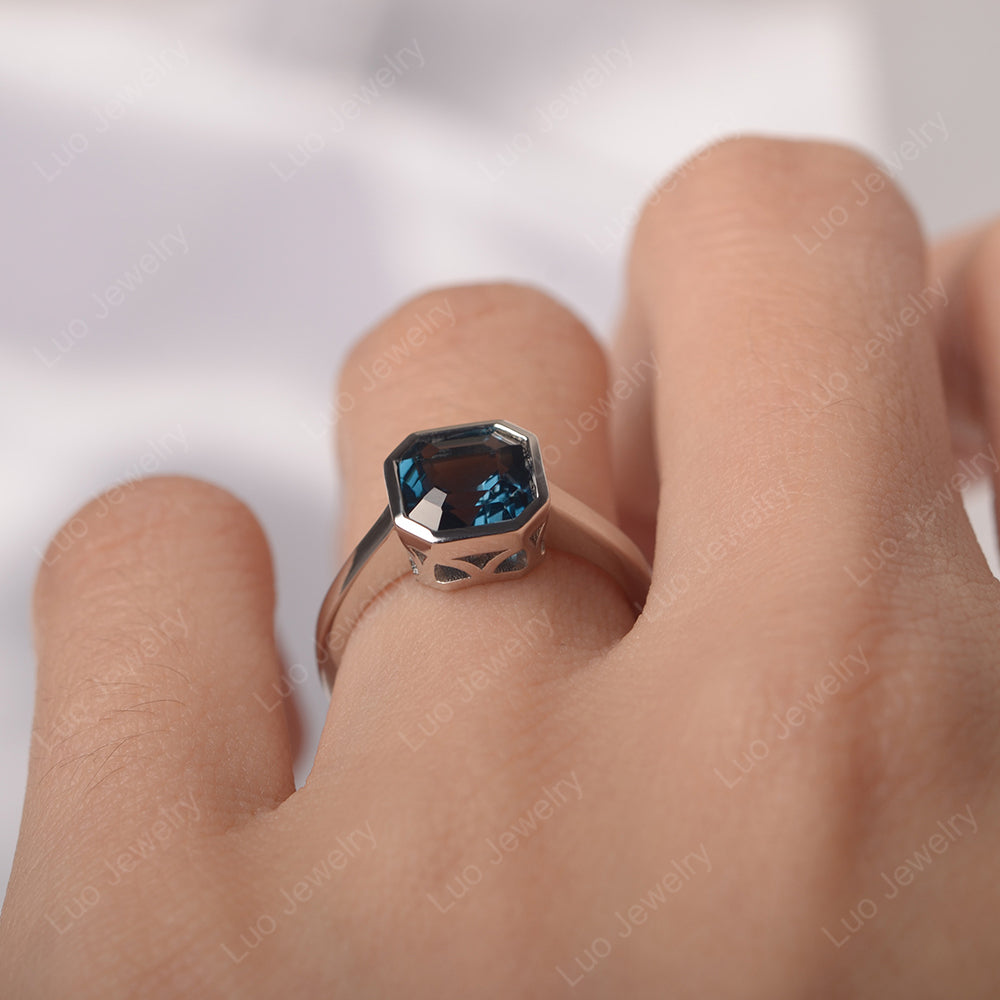 Asscher Cut London Blue Topaz Engagement Rings - LUO Jewelry