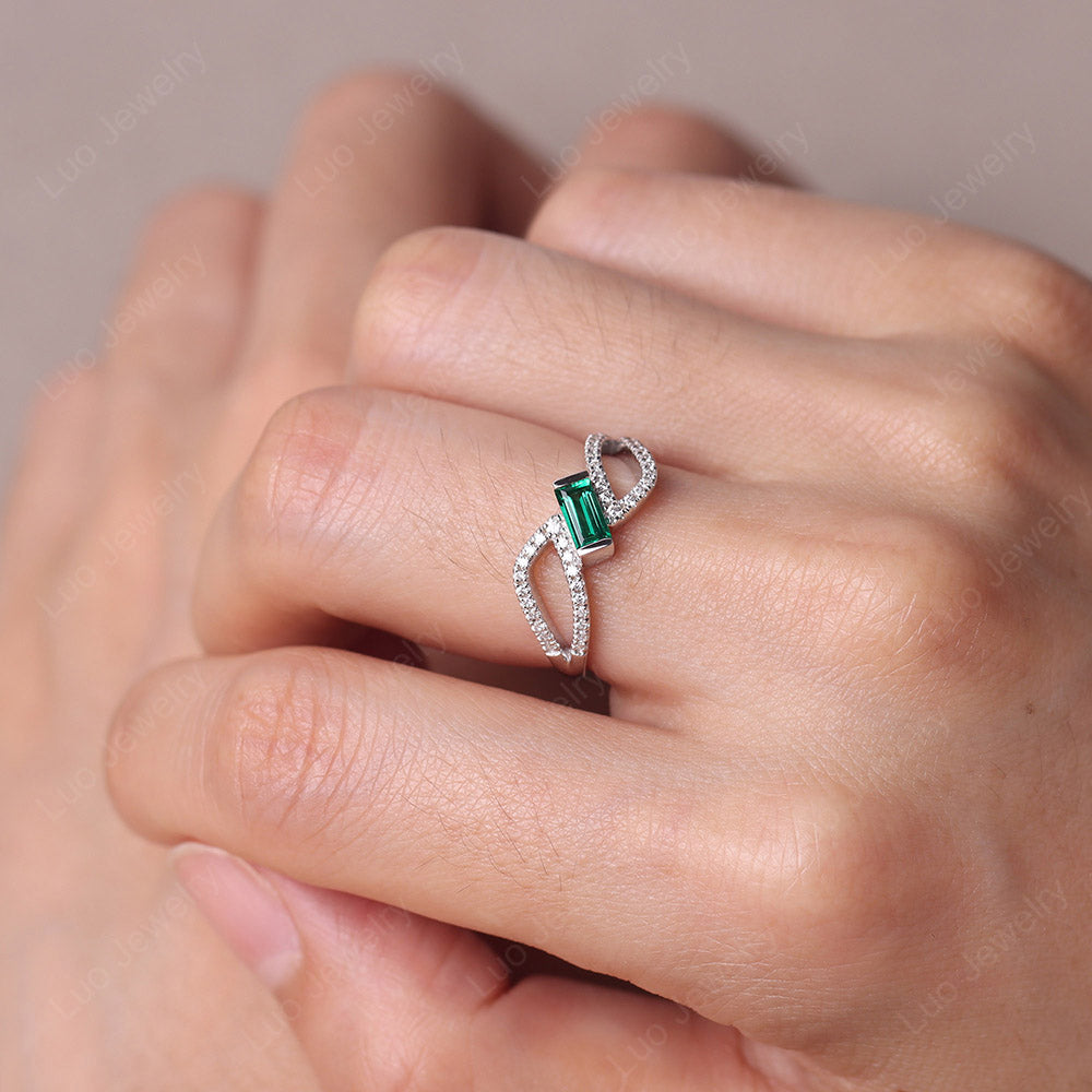 Emerald Bypass Baguette Ring