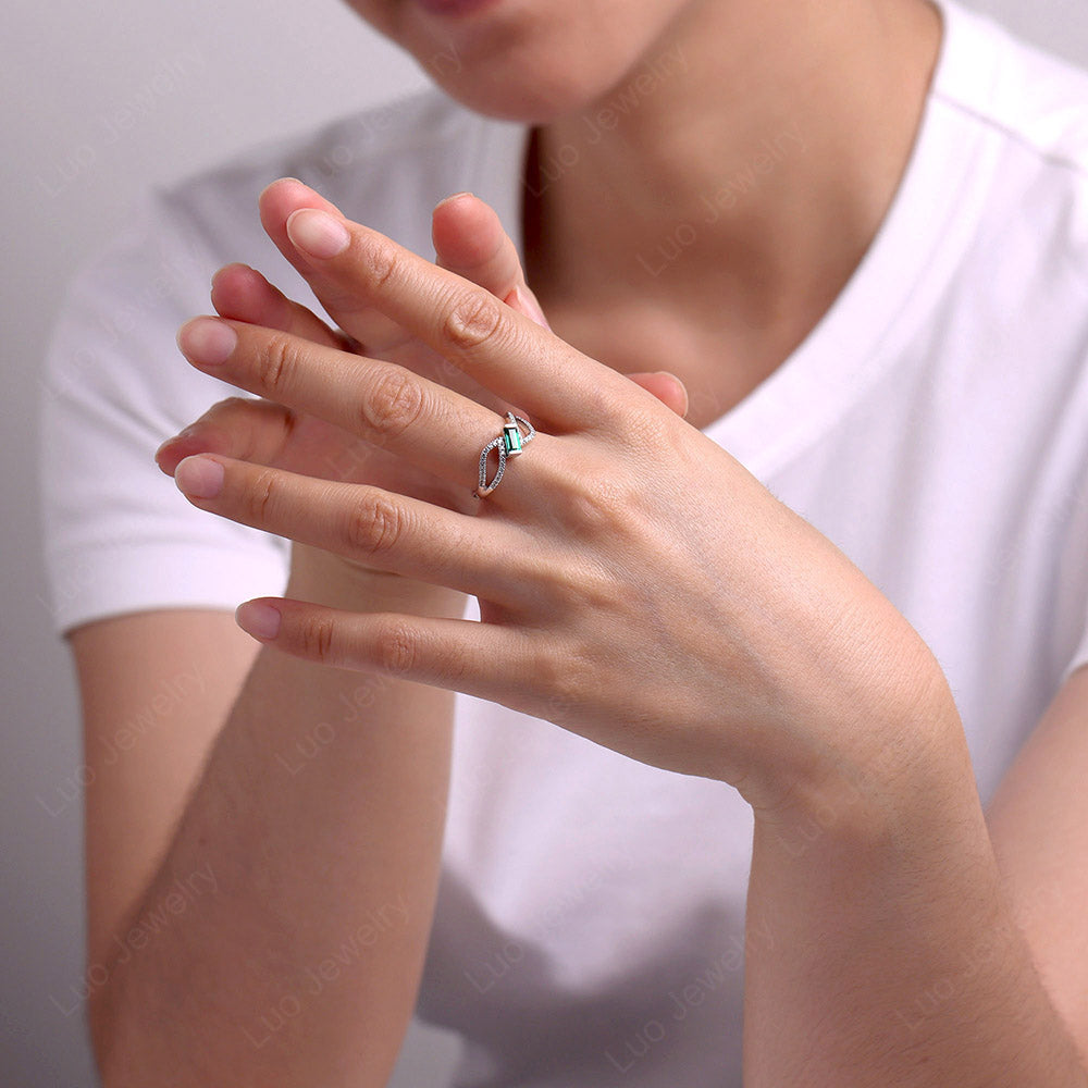 Emerald Bypass Baguette Ring
