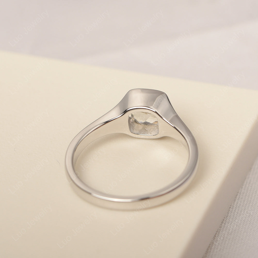 Vintage Cushion Aquamarine Bezel Set Solitaire Ring - LUO Jewelry