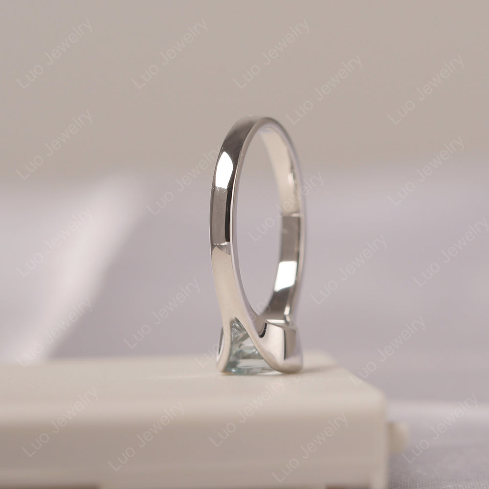 Vintage Cushion Aquamarine Bezel Set Solitaire Ring - LUO Jewelry