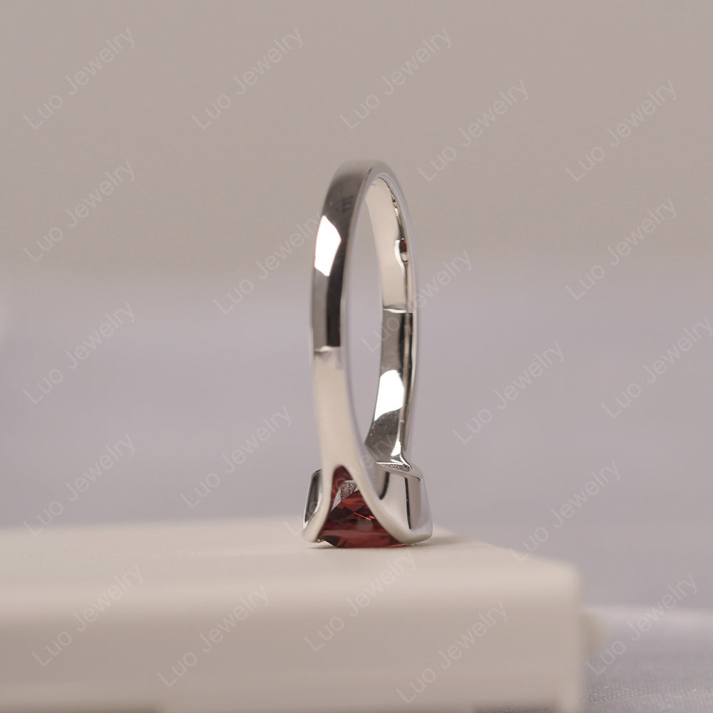 Vintage Cushion Garnet Bezel Set Solitaire Ring - LUO Jewelry