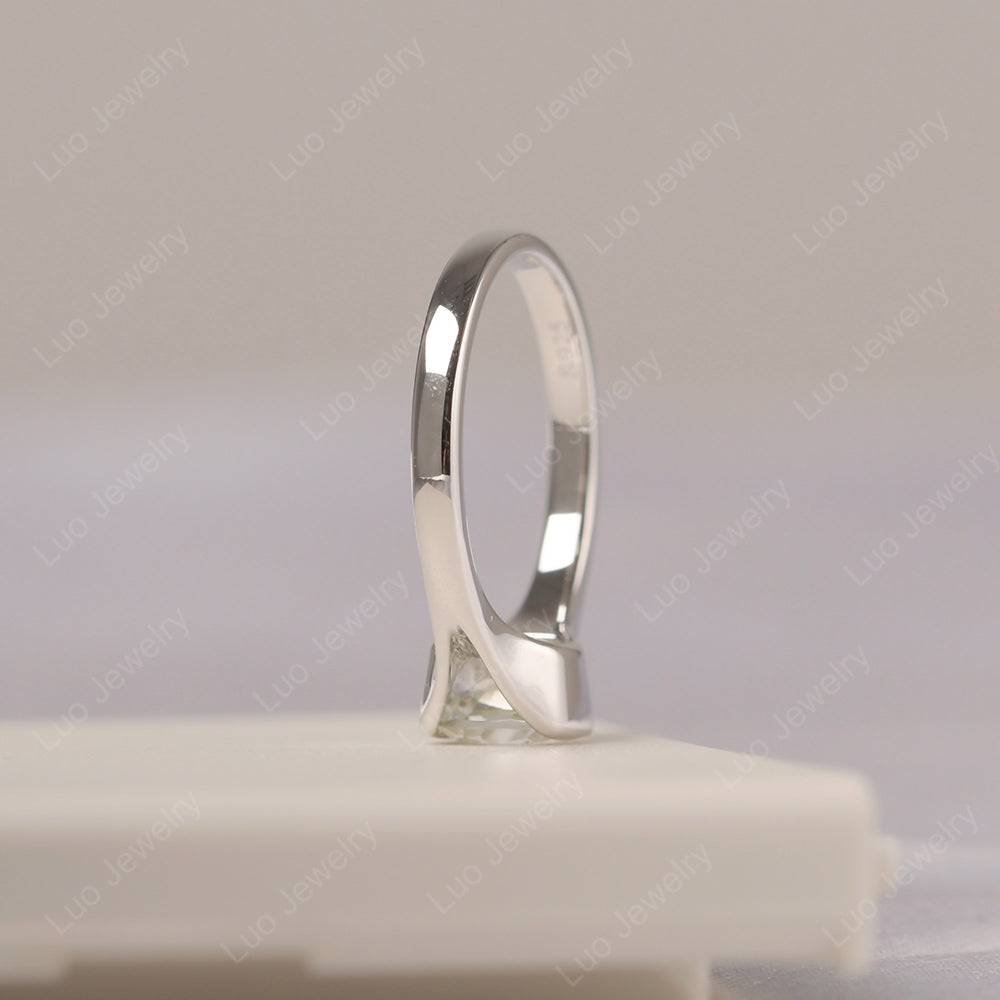 Vintage Cushion Green Amethyst Bezel Set Solitaire Ring - LUO Jewelry