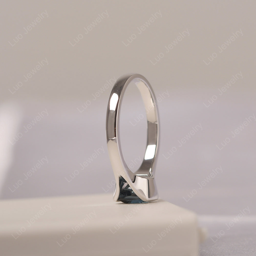 Vintage Cushion London Blue Topaz Bezel Set Solitaire Ring - LUO Jewelry