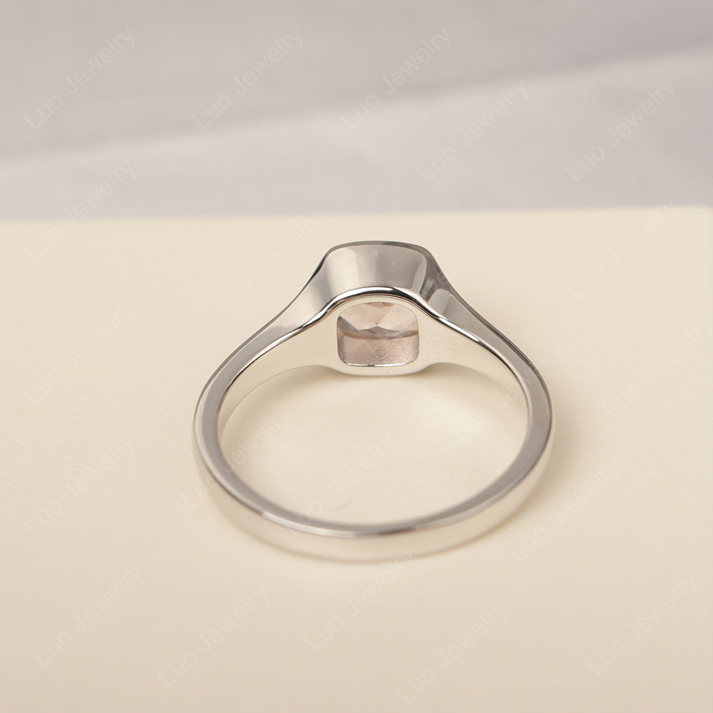 Vintage Cushion Morganite Bezel Set Solitaire Ring - LUO Jewelry