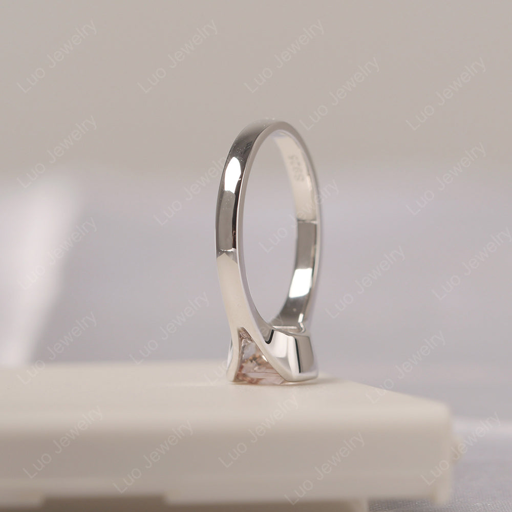 Vintage Cushion Morganite Bezel Set Solitaire Ring - LUO Jewelry
