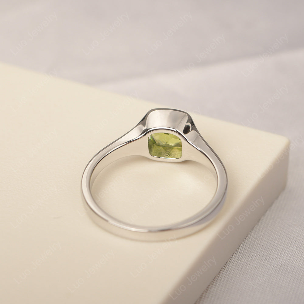 Vintage Cushion Peridot Bezel Set Solitaire Ring - LUO Jewelry