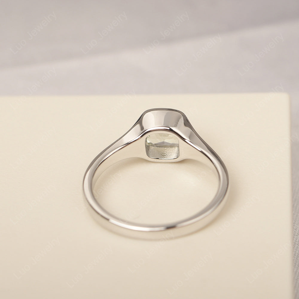 Vintage Cushion White Topaz Bezel Set Solitaire Ring - LUO Jewelry