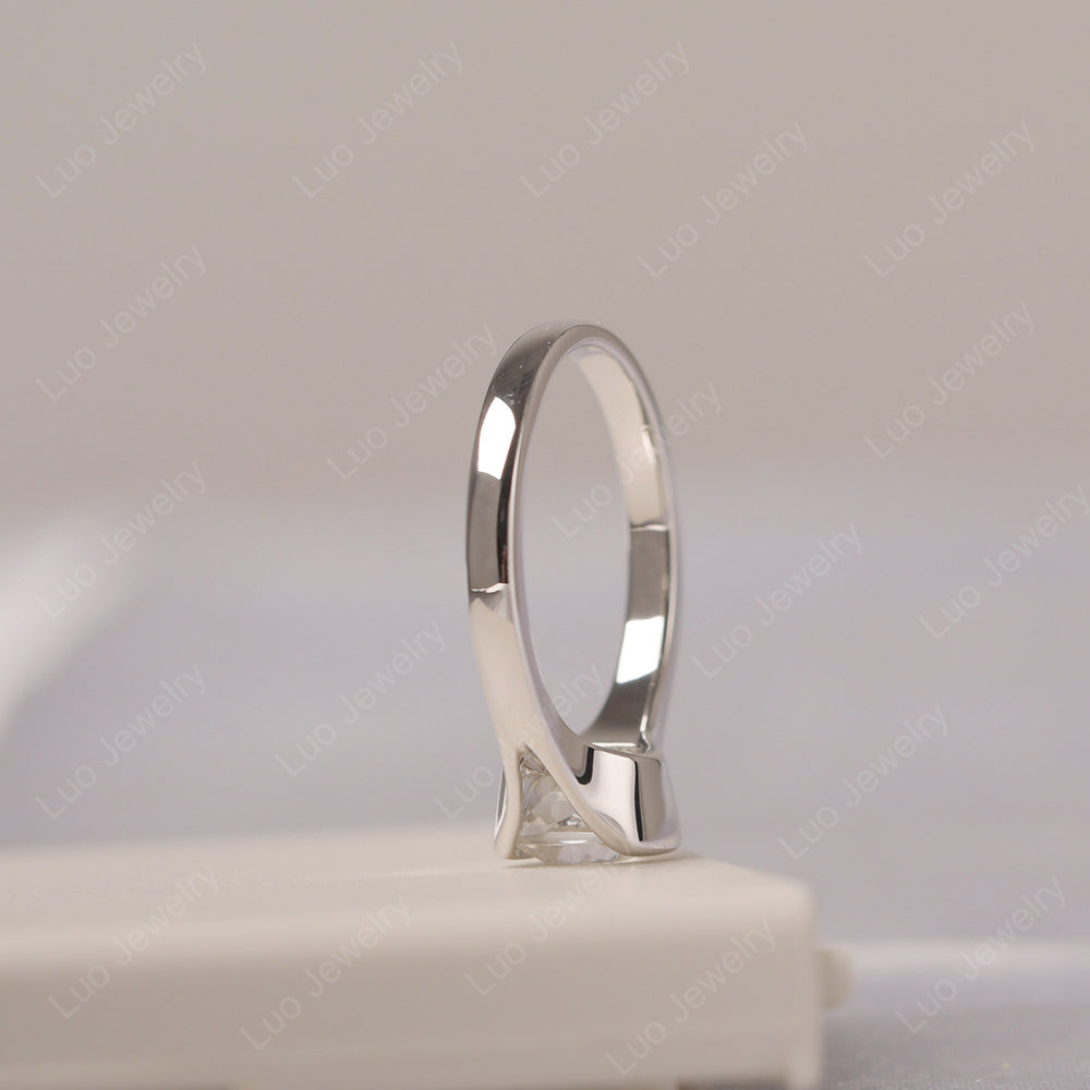 Vintage Cushion White Topaz Bezel Set Solitaire Ring - LUO Jewelry