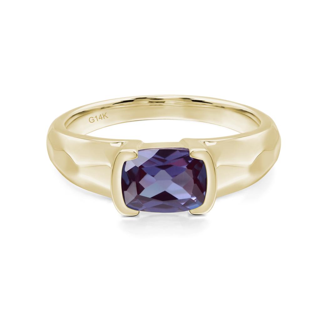 Elongated Cushion Alexandrite Engagement Ring - LUO Jewelry #metal_14k yellow gold