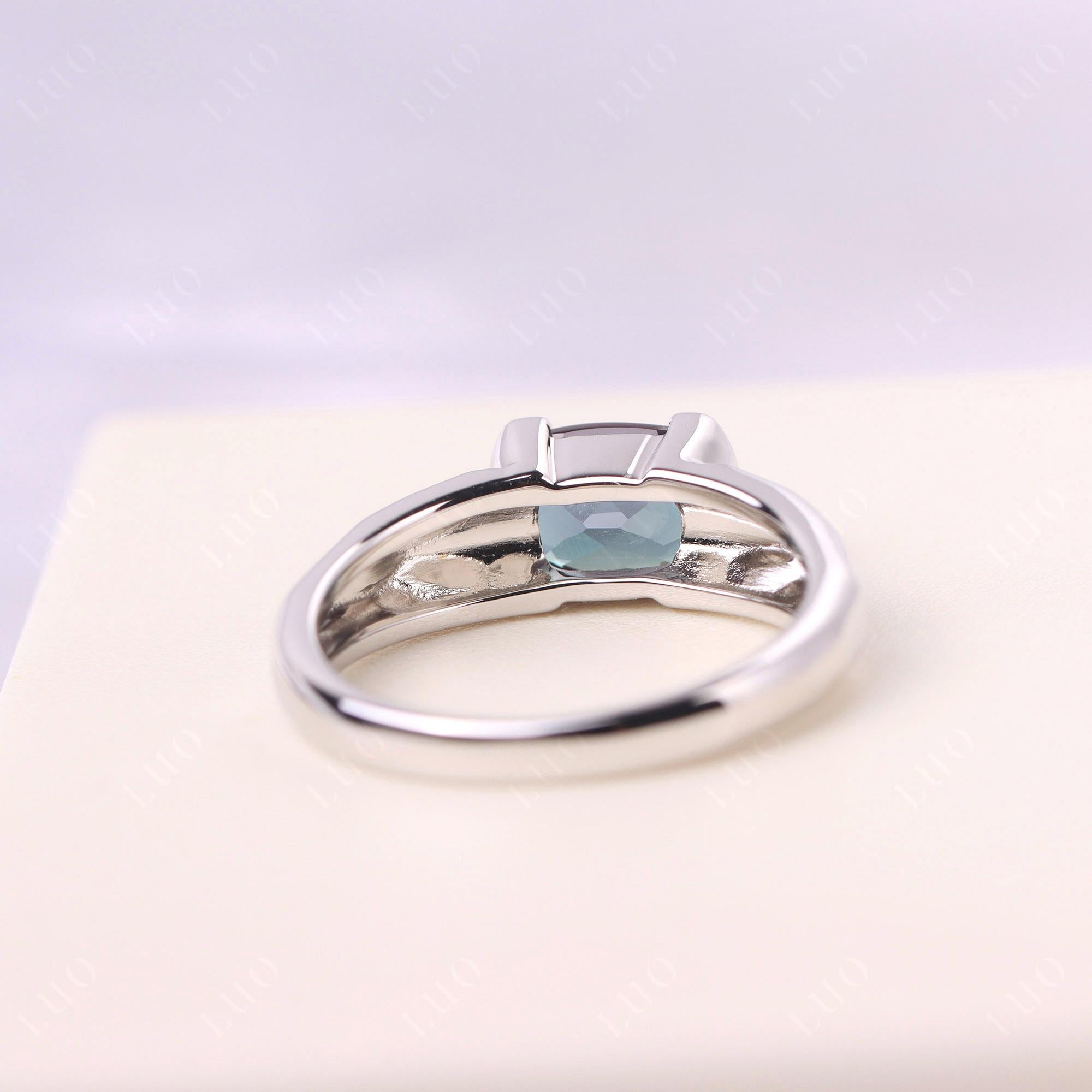 Elongated Cushion Alexandrite Engagement Ring - LUO Jewelry