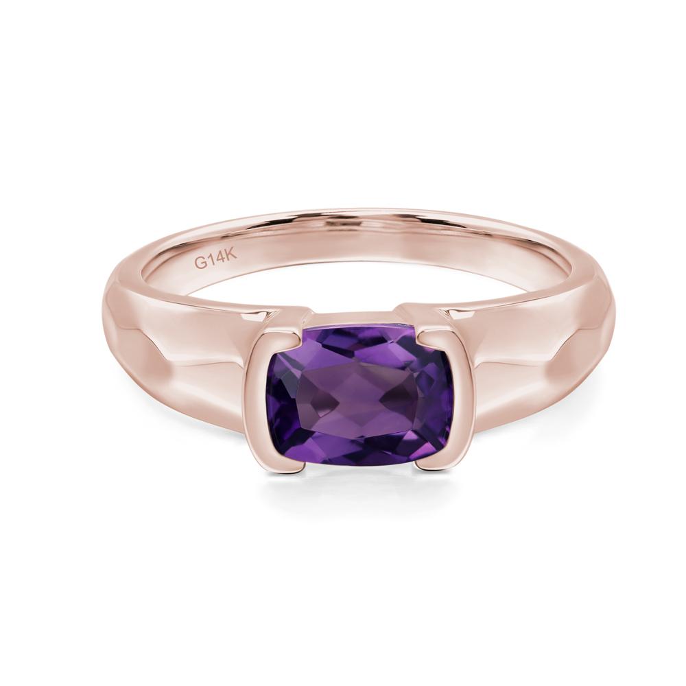 Elongated Cushion Amethyst Engagement Ring - LUO Jewelry #metal_14k rose gold