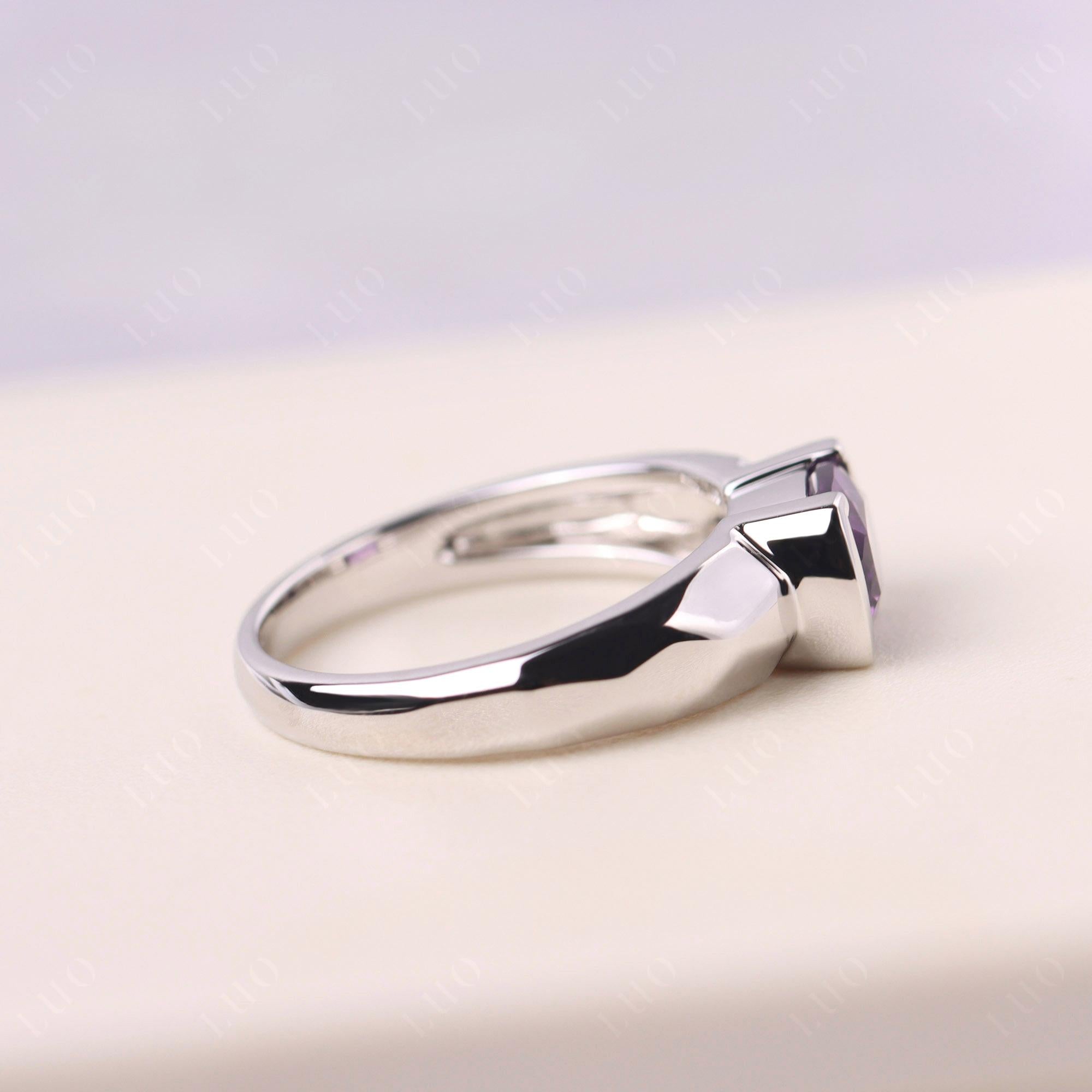 Elongated Cushion Amethyst Engagement Ring - LUO Jewelry