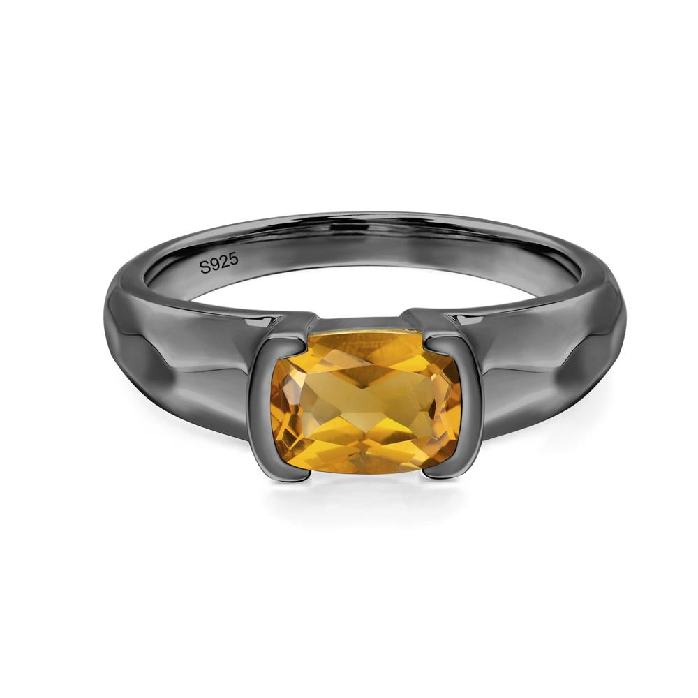 Elongated Cushion Citrine Engagement Ring - LUO Jewelry #metal_black finish sterling silver