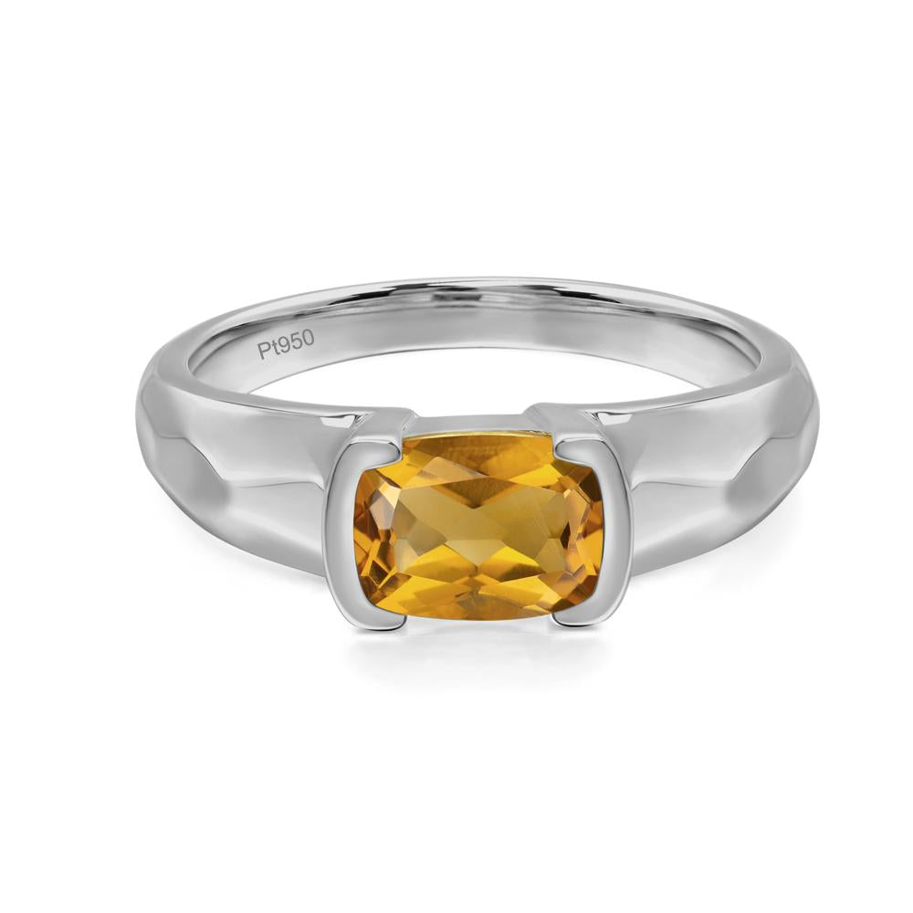 Elongated Cushion Citrine Engagement Ring - LUO Jewelry #metal_platinum