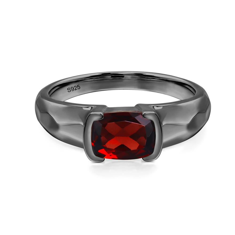 Elongated Cushion Garnet Engagement Ring - LUO Jewelry #metal_black finish sterling silver