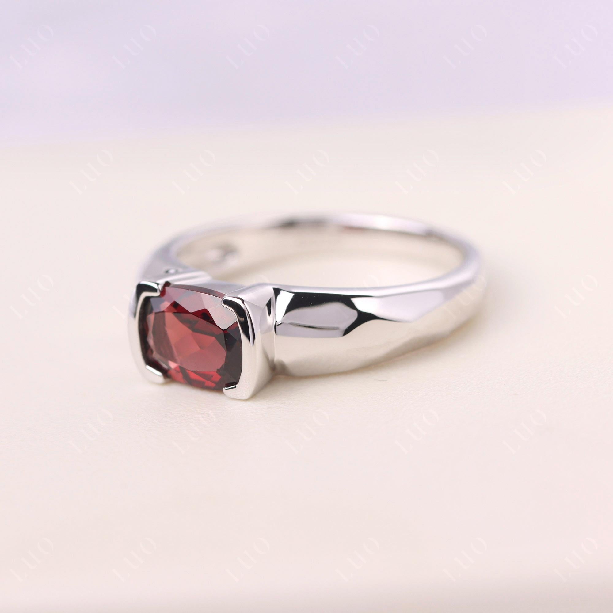 Elongated Cushion Garnet Engagement Ring - LUO Jewelry