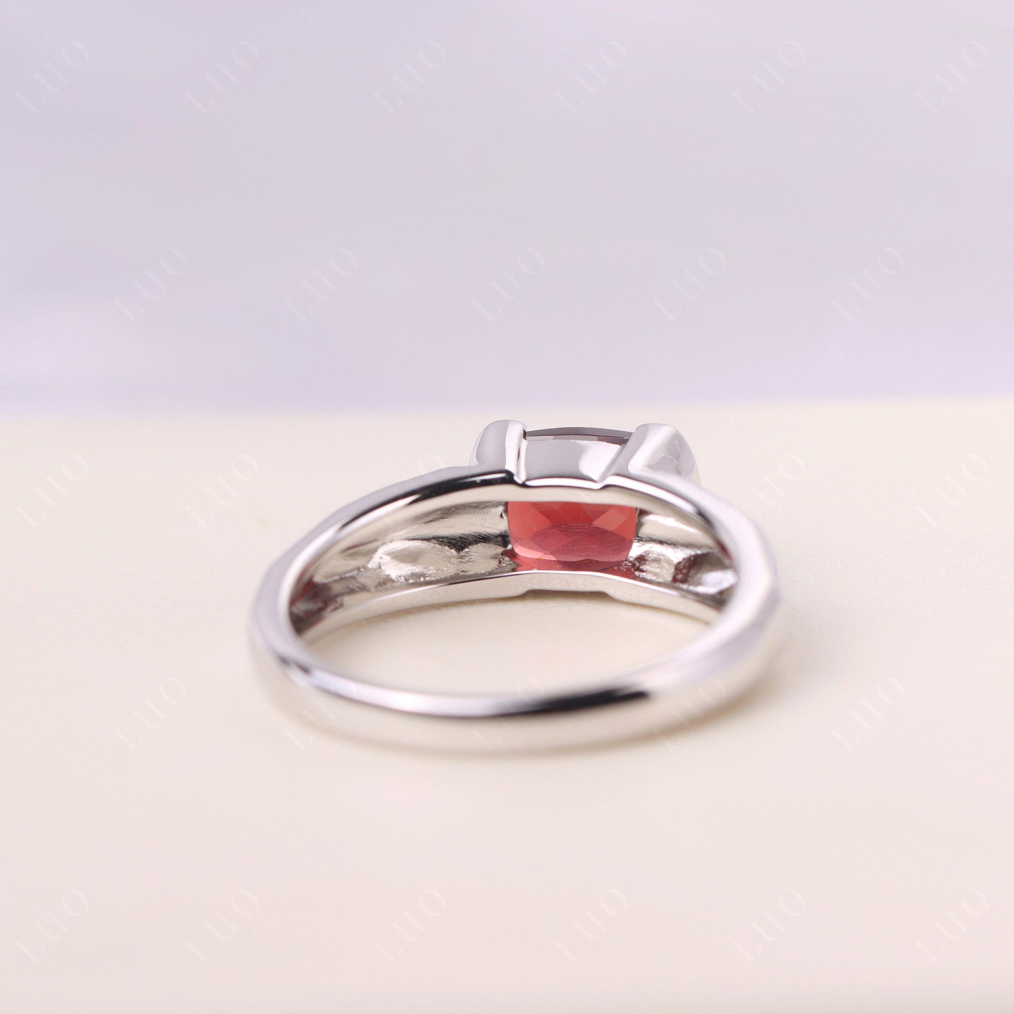 Elongated Cushion Garnet Engagement Ring - LUO Jewelry