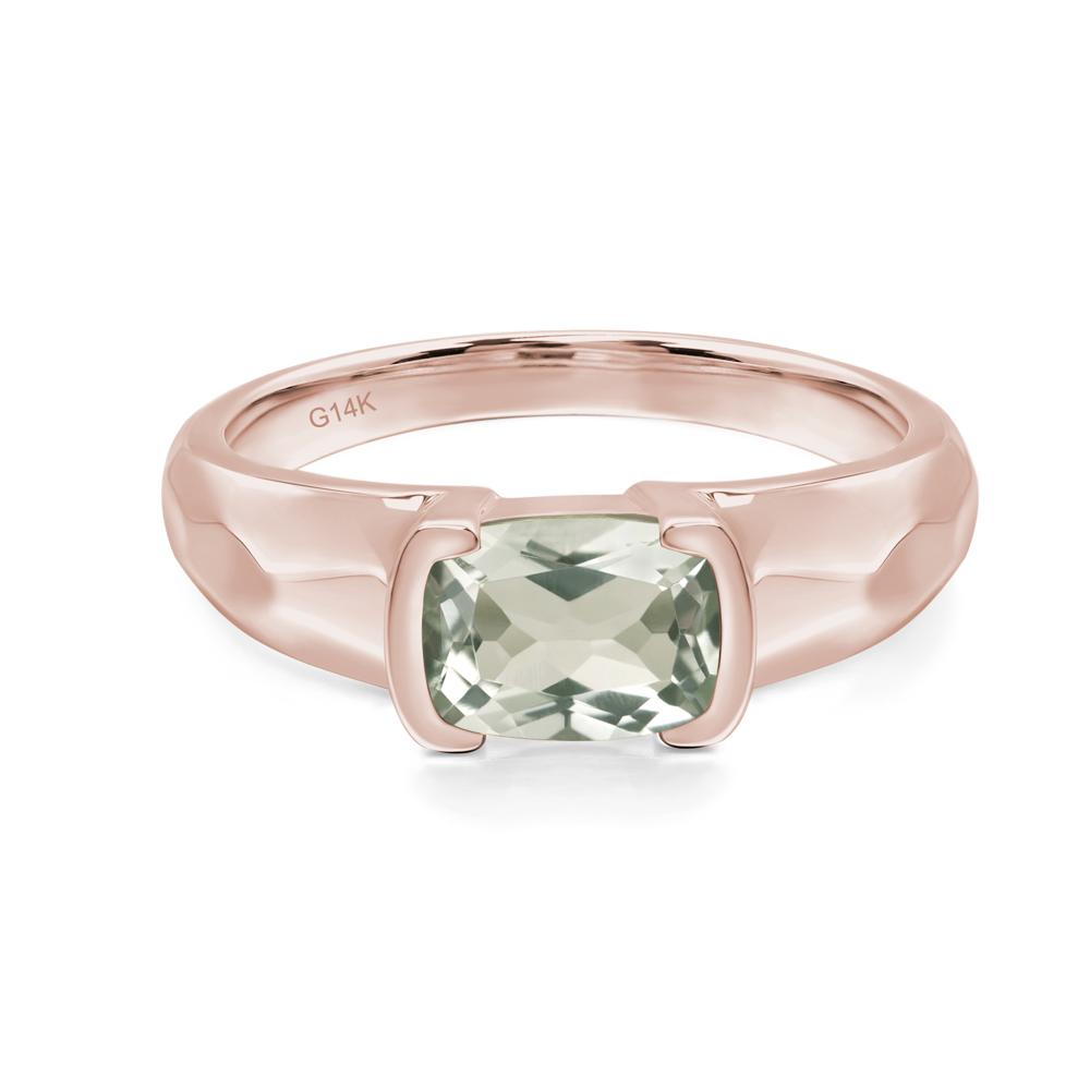 Elongated Cushion Green Amethyst Engagement Ring - LUO Jewelry #metal_14k rose gold
