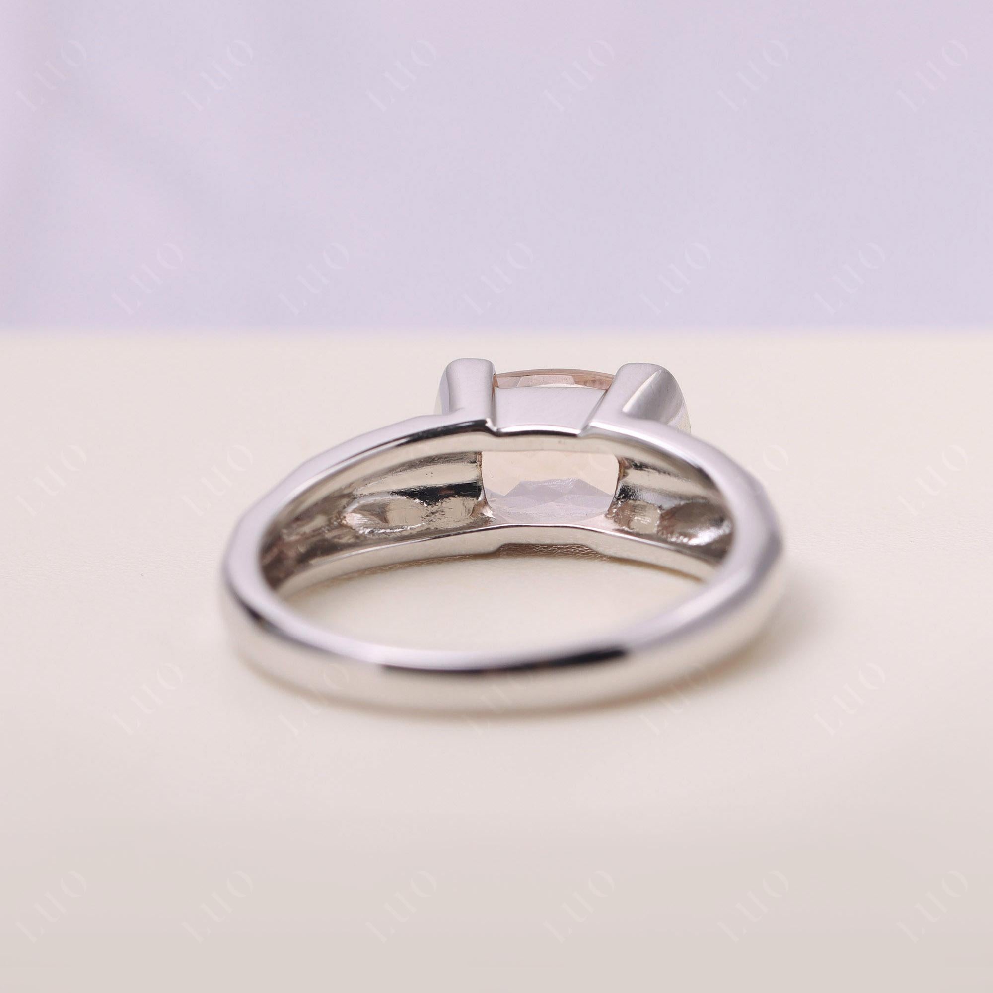 Elongated Cushion Morganite Engagement Ring - LUO Jewelry