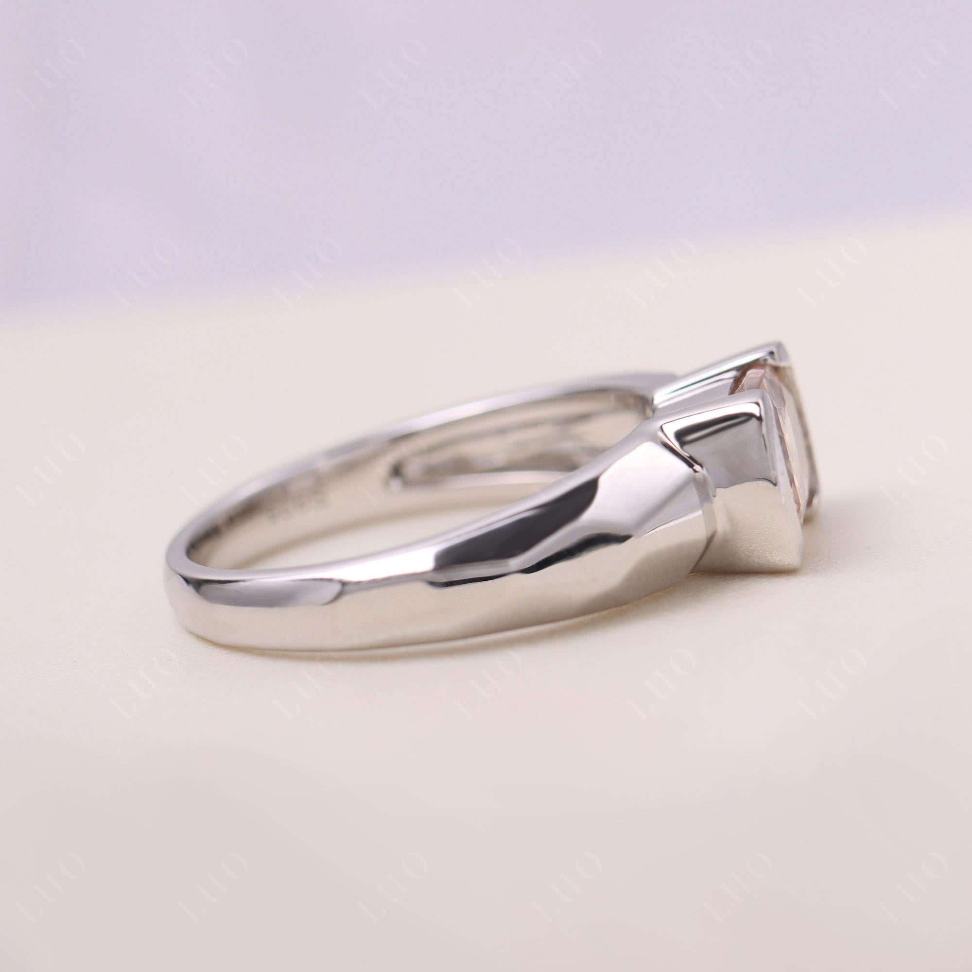 Elongated Cushion Morganite Engagement Ring - LUO Jewelry