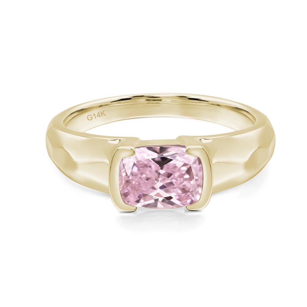 Elongated Cushion Cubic Zirconia Engagement Ring - LUO Jewelry #metal_14k yellow gold