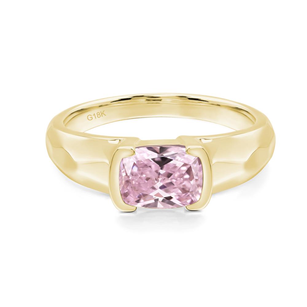 Elongated Cushion Cubic Zirconia Engagement Ring - LUO Jewelry #metal_18k yellow gold
