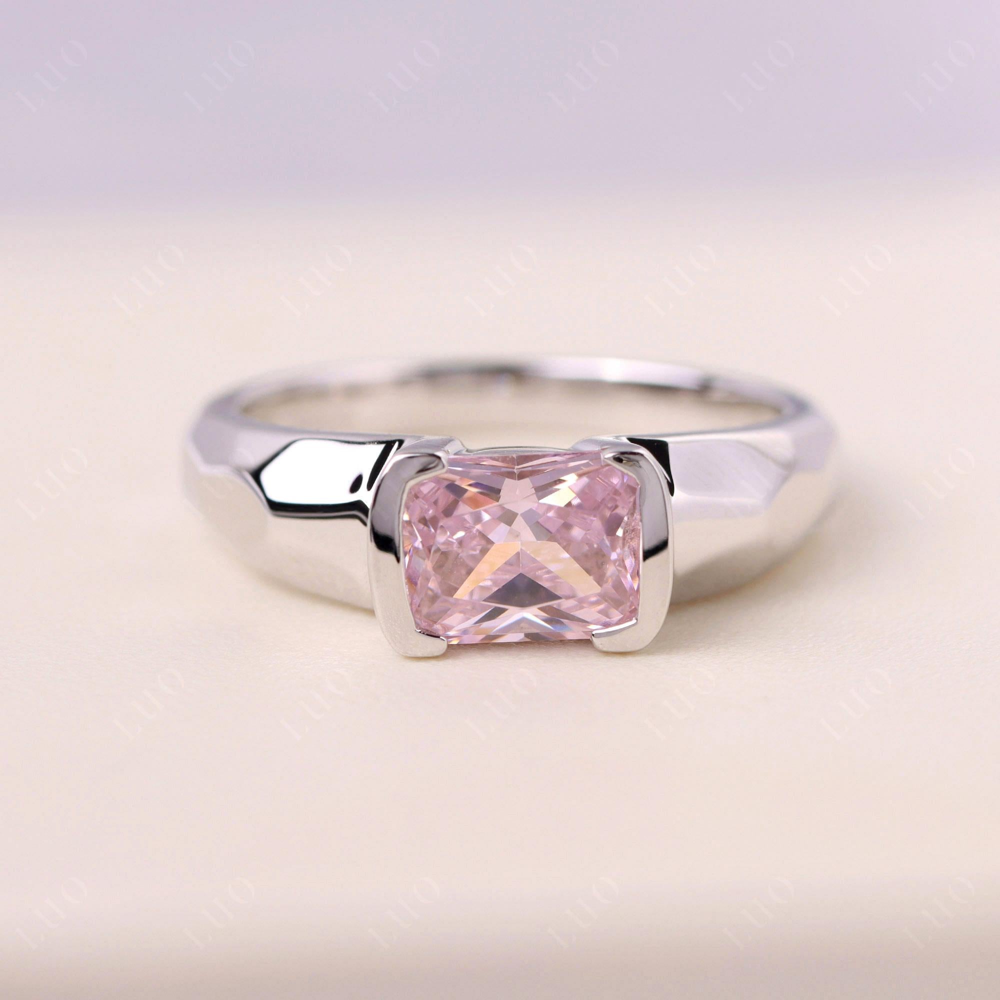 Elongated Cushion Cubic Zirconia Engagement Ring - LUO Jewelry