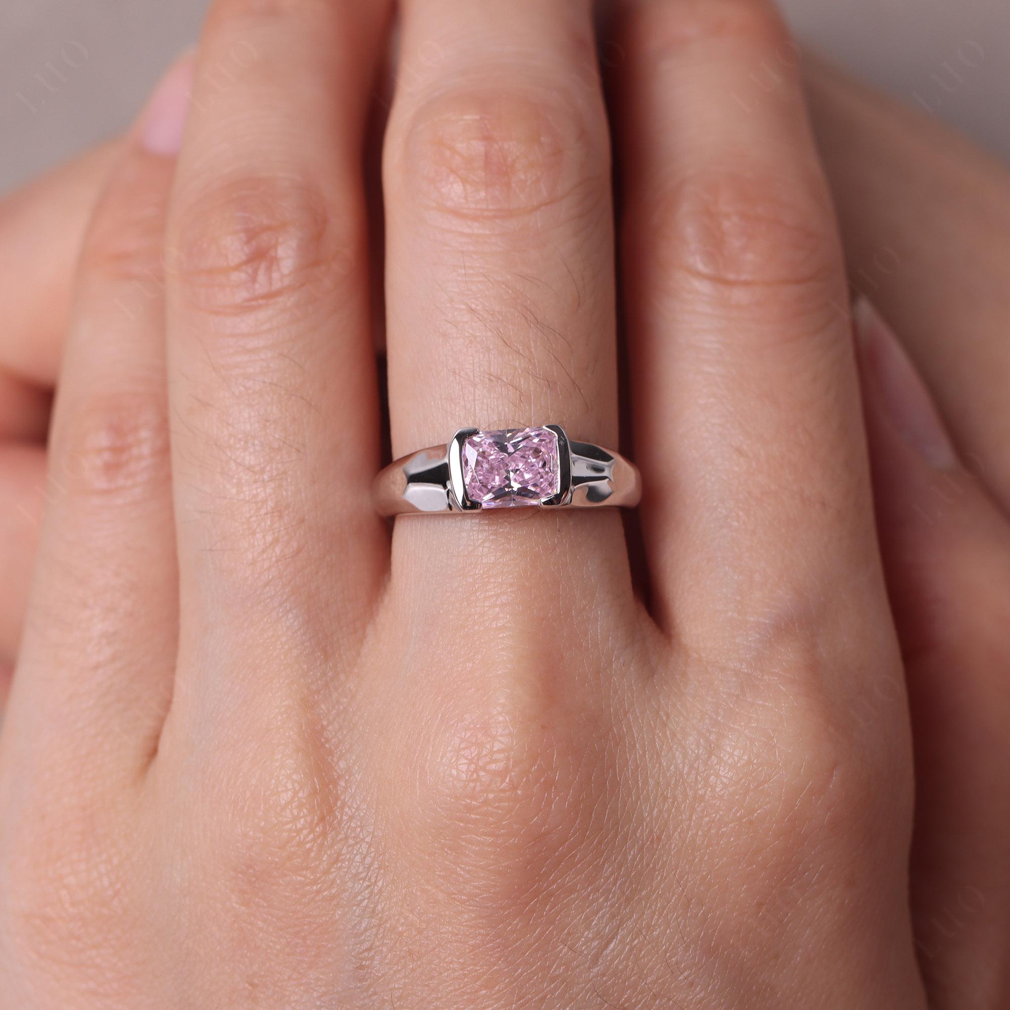 Elongated Cushion Cubic Zirconia Engagement Ring - LUO Jewelry