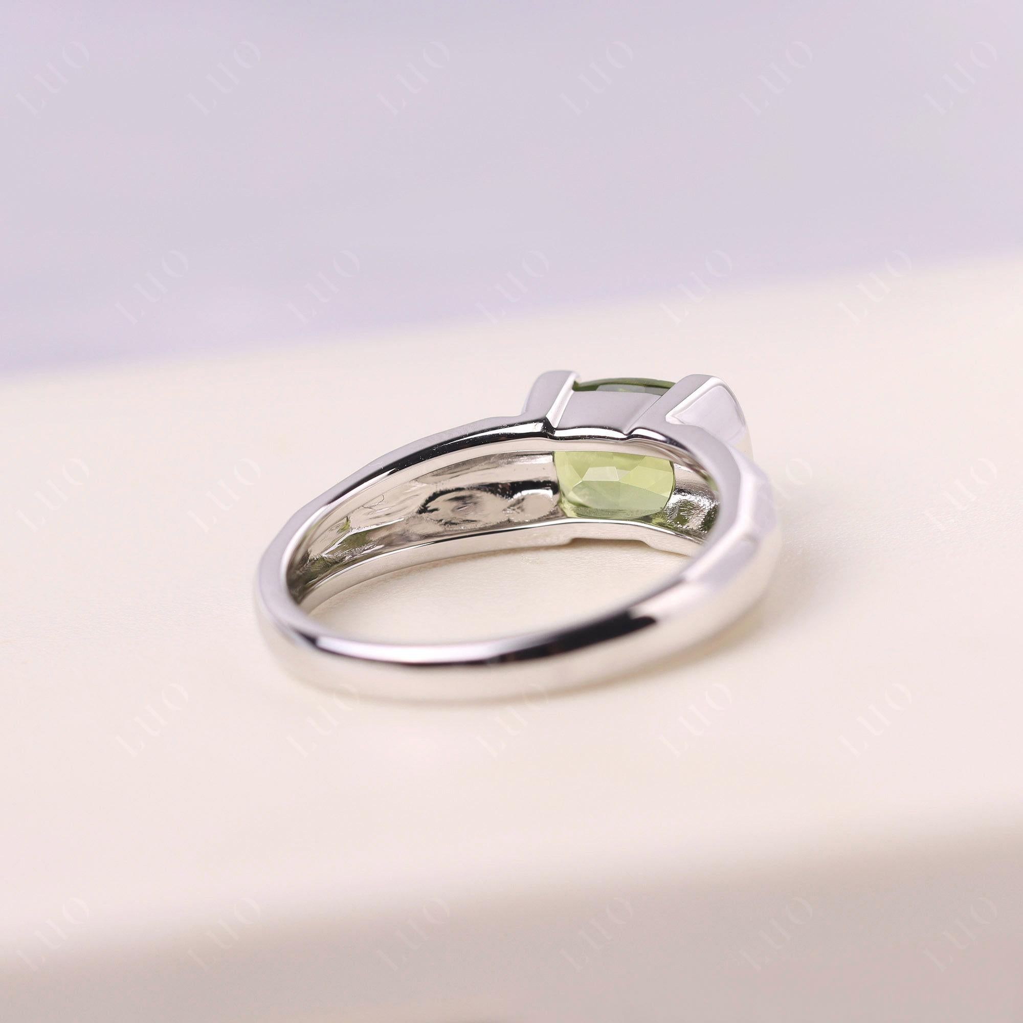 Elongated Cushion Peridot Engagement Ring - LUO Jewelry