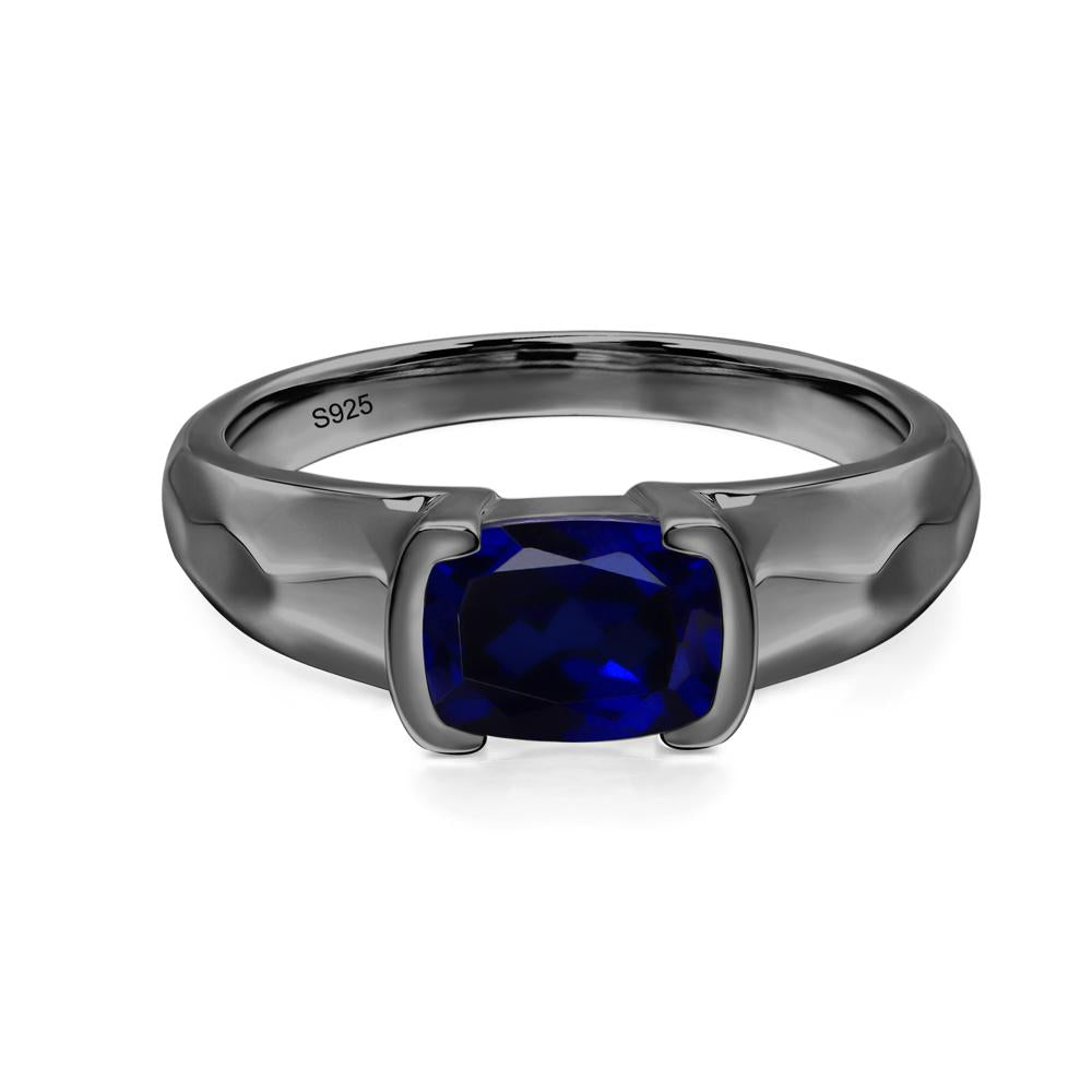 Elongated Cushion Sapphire Engagement Ring - LUO Jewelry #metal_black finish sterling silver