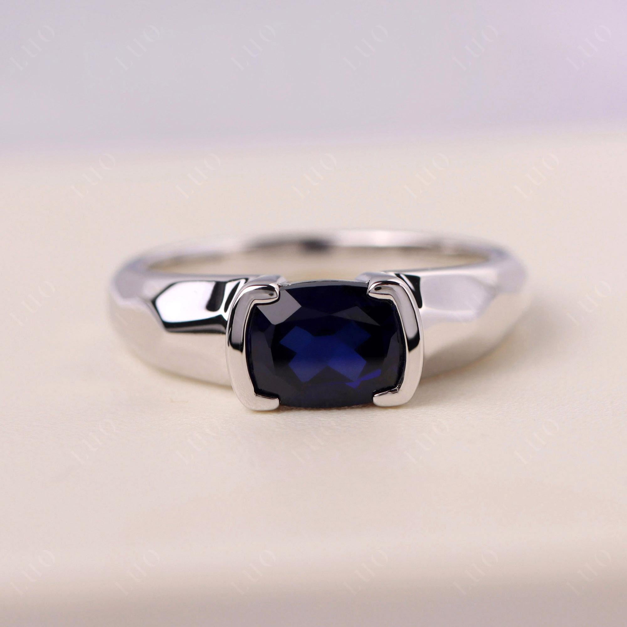 Elongated Cushion Sapphire Engagement Ring - LUO Jewelry