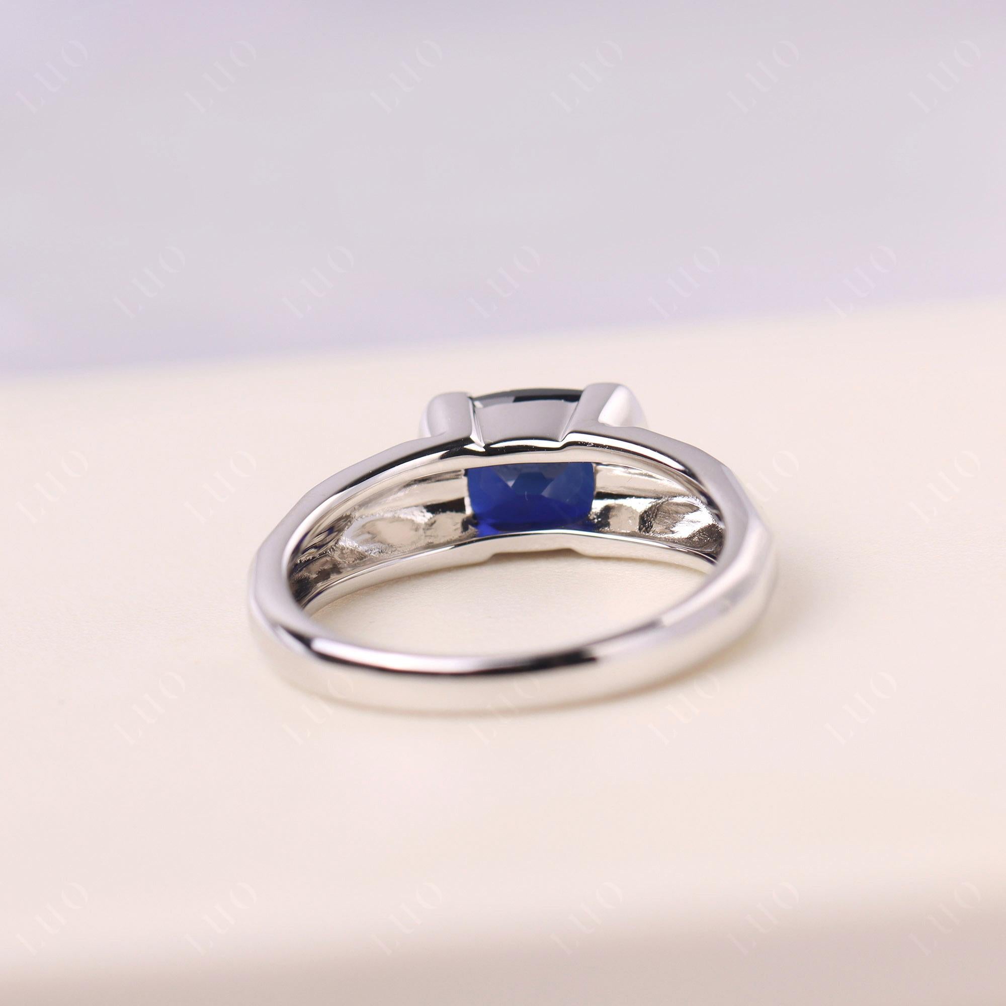 Elongated Cushion Sapphire Engagement Ring - LUO Jewelry