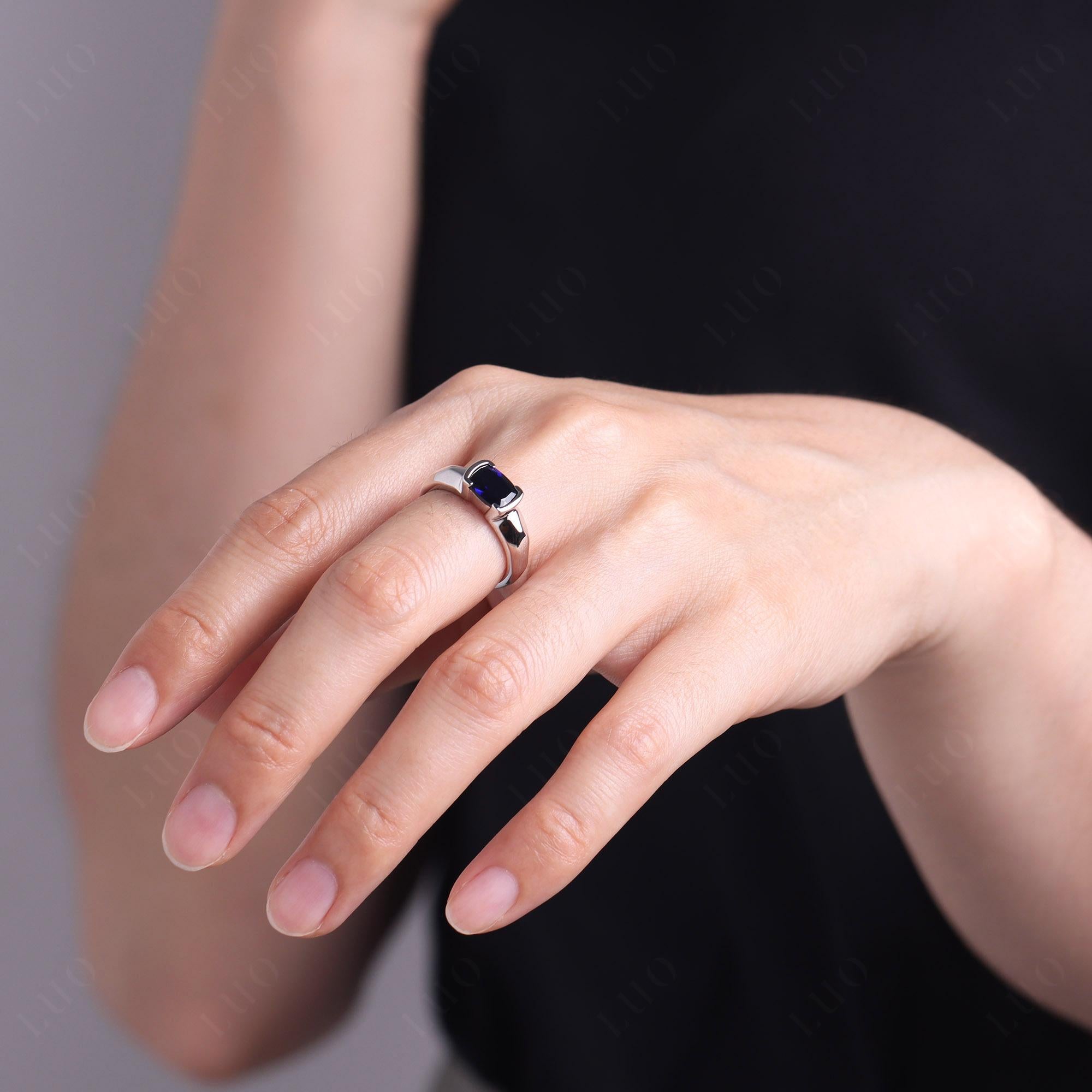 Elongated Cushion Sapphire Engagement Ring - LUO Jewelry