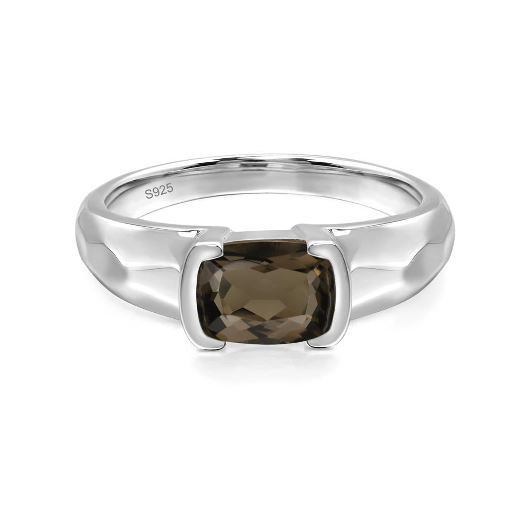 Elongated Cushion Smoky Quartz Engagement Ring - LUO Jewelry #metal_sterling silver