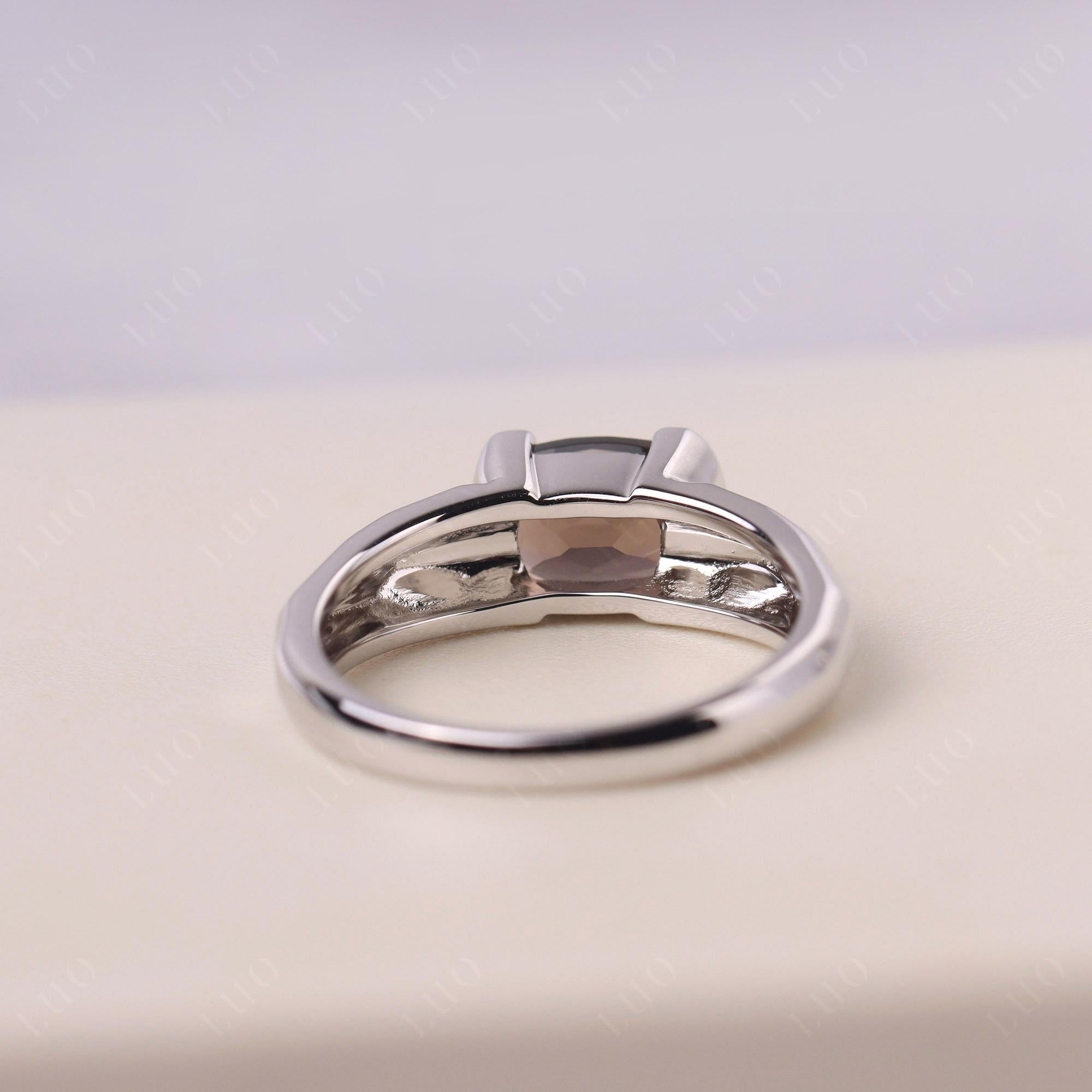 Elongated Cushion Smoky Quartz Engagement Ring - LUO Jewelry