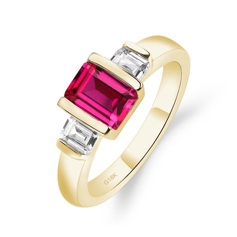 Vintage Ruby Ring Bezel Set Emerald Cut Ring - LUO Jewelry #metal_18k yellow gold