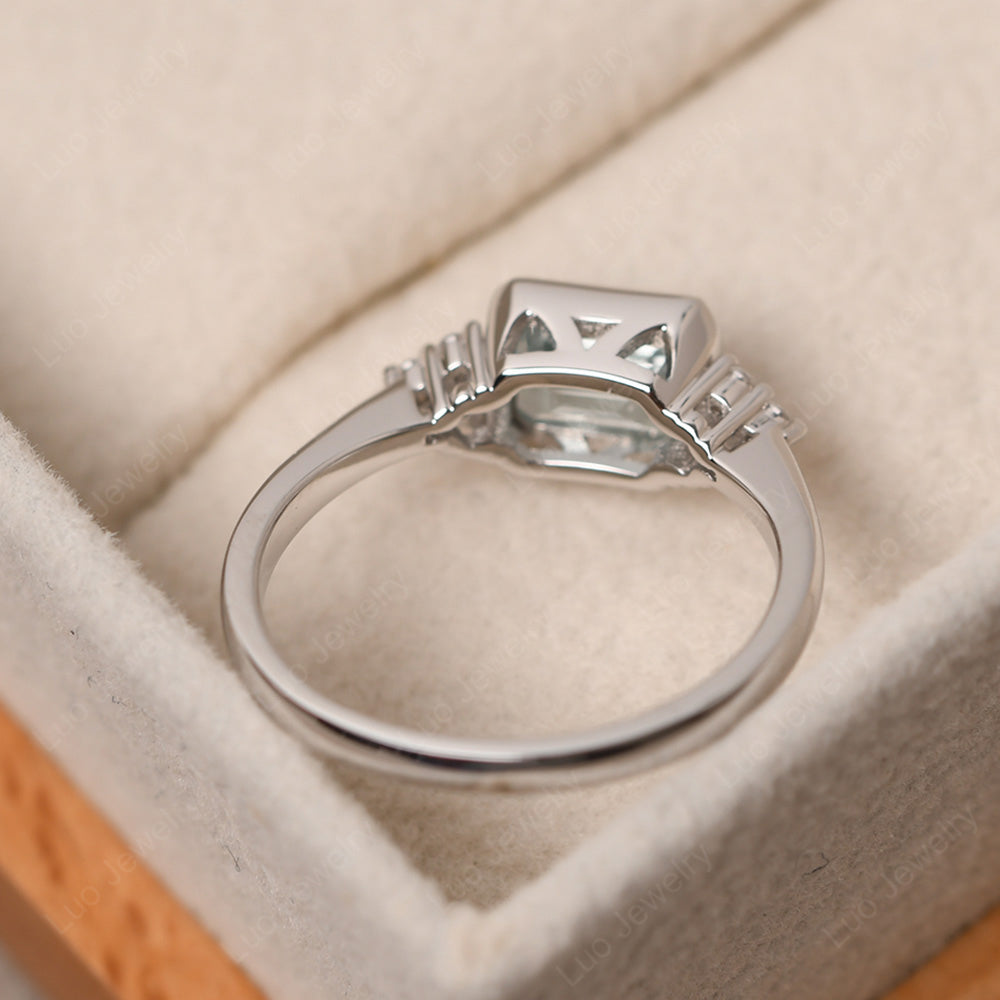 Vintage Horizontal Bezel Set Aquamarine Ring - LUO Jewelry