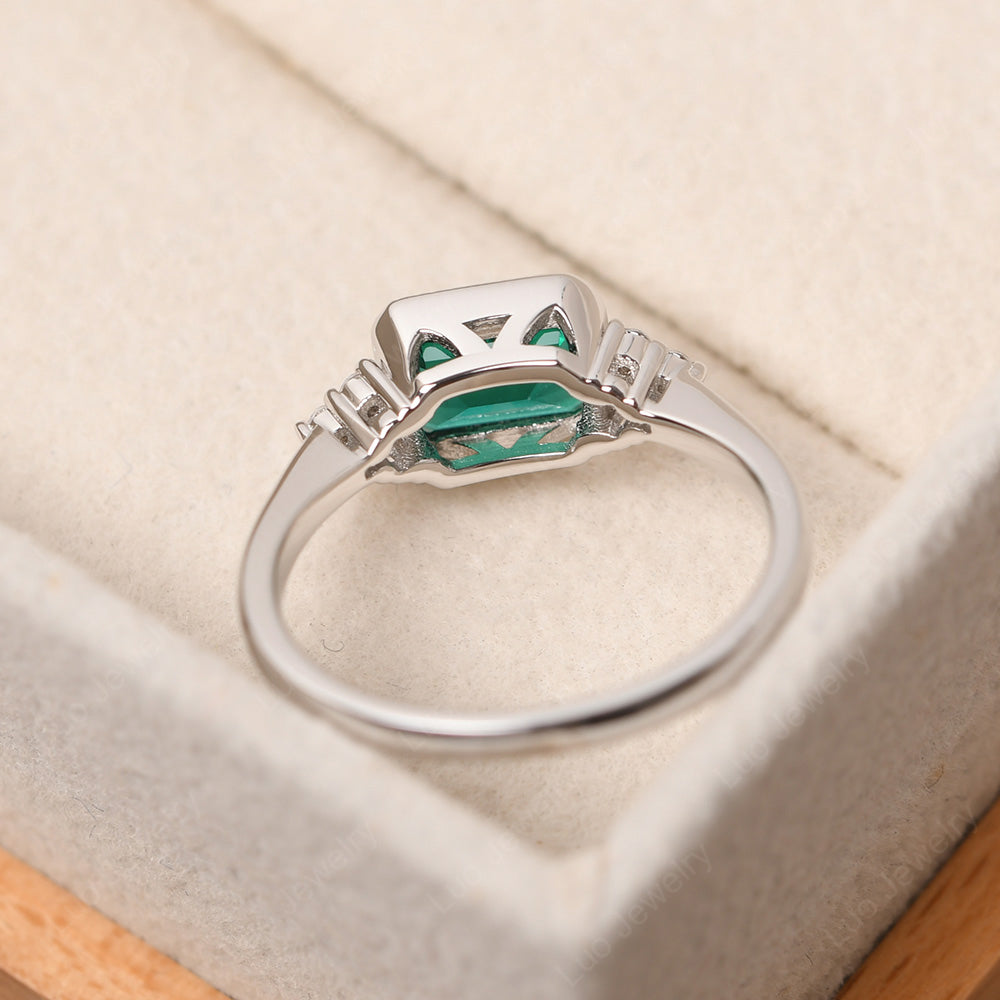 Vintage Horizontal Bezel Set Emerald Ring - LUO Jewelry