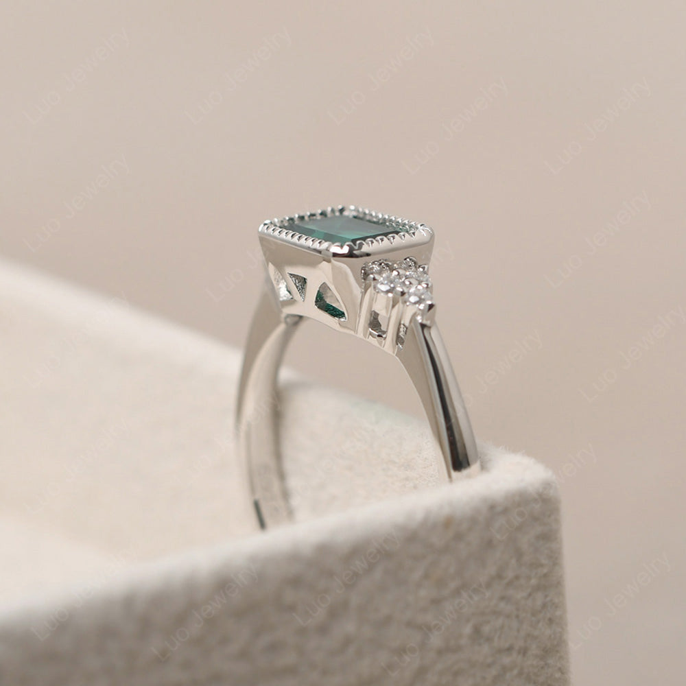Vintage Horizontal Bezel Set Emerald Ring - LUO Jewelry