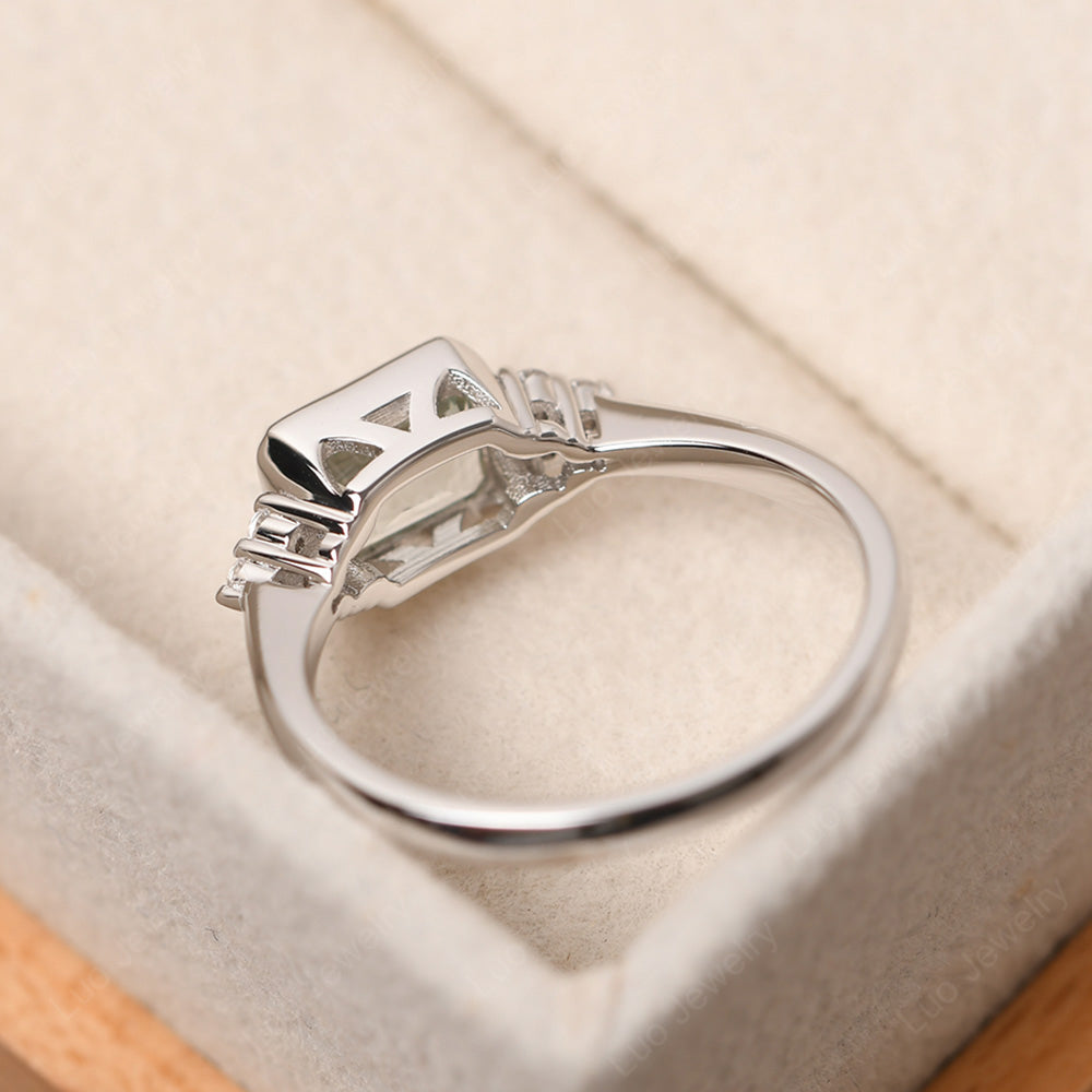 Vintage Horizontal Bezel Set Green Amethyst Ring - LUO Jewelry