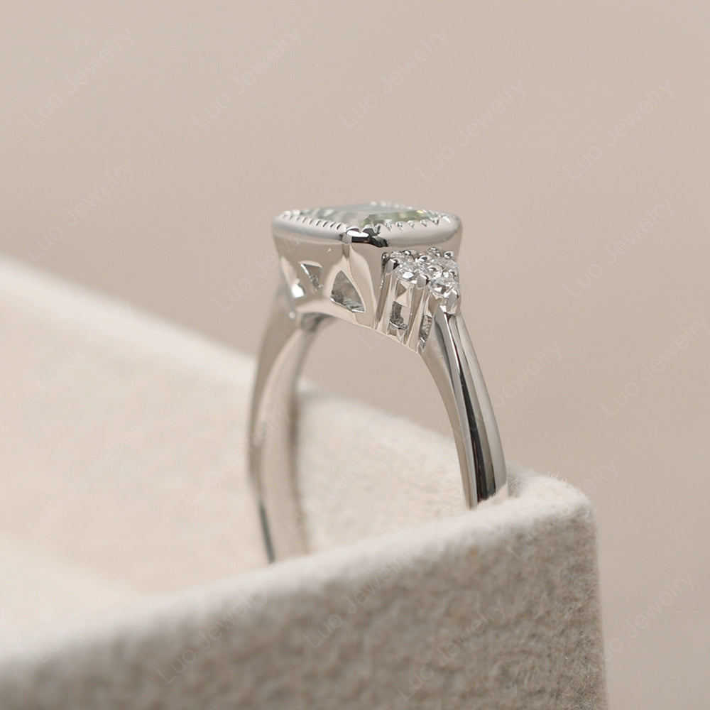 Vintage Horizontal Bezel Set Green Amethyst Ring - LUO Jewelry