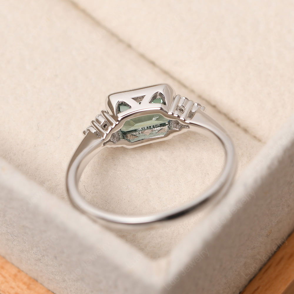 Vintage Horizontal Bezel Set Green Sapphire Ring - LUO Jewelry