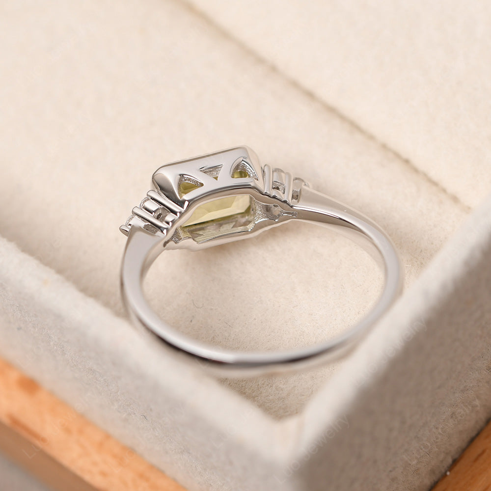 Vintage Horizontal Bezel Set Lemon Quartz Ring - LUO Jewelry