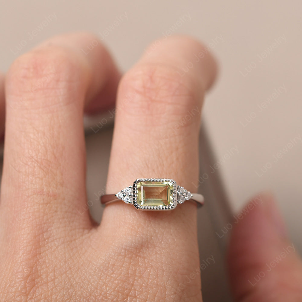 Vintage Horizontal Bezel Set Lemon Quartz Ring - LUO Jewelry