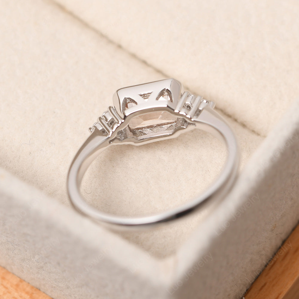 Vintage Horizontal Bezel Set Morganite Ring - LUO Jewelry