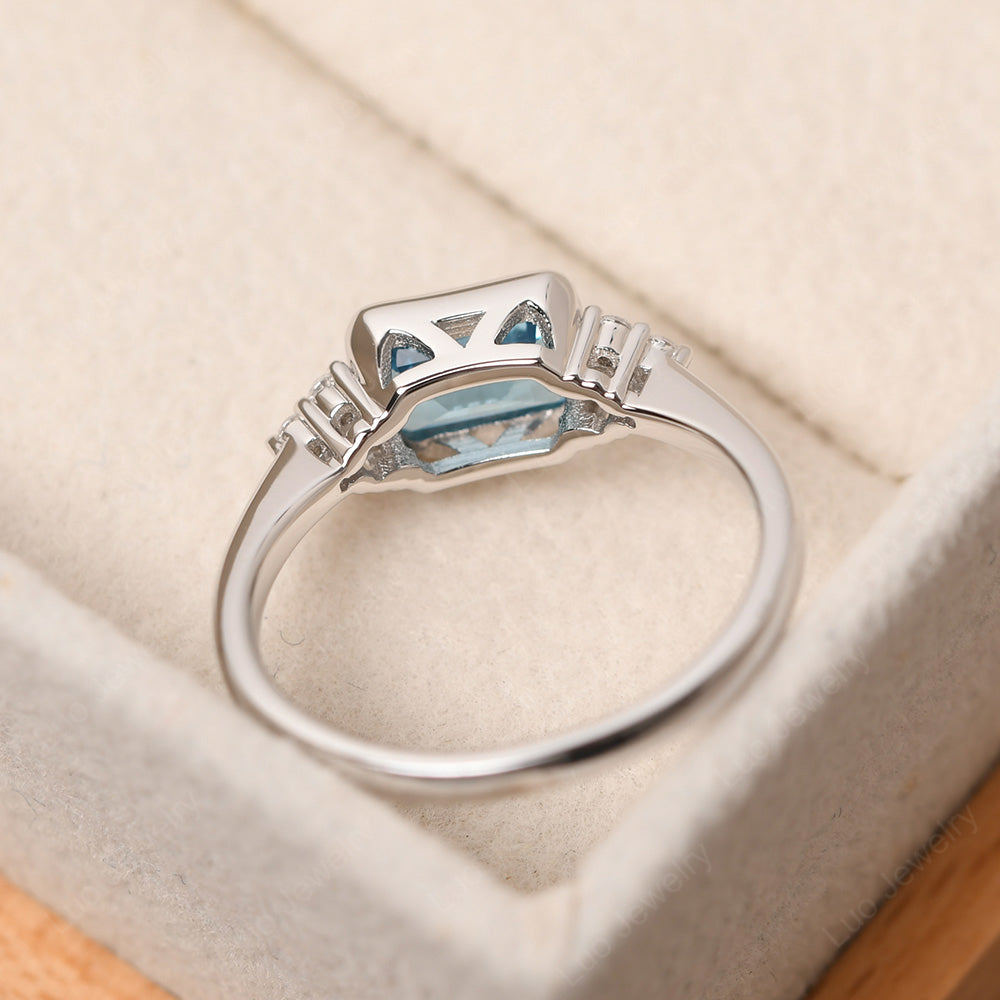 Vintage Horizontal Bezel Set Swiss Blue Topaz Ring - LUO Jewelry