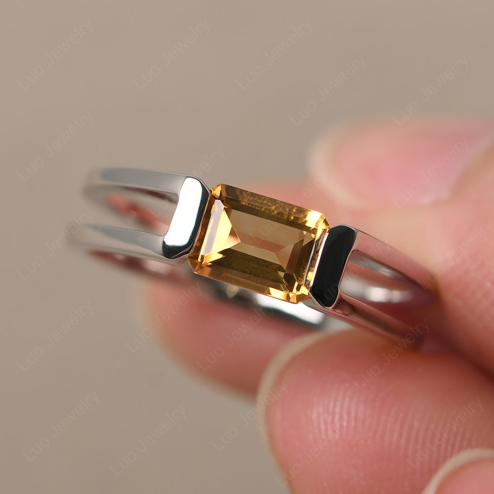 East West Citrine Solitaire Ring - LUO Jewelry